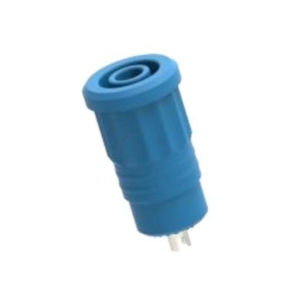 Electro PJP Zásuvka na banánky, 4 mm, 1kV, 25A, Modrá, Vnitřní Lisovací, materiál kontaktu: Mosaz, délka: 26 mm,