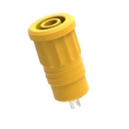 Electro PJP Zásuvka na banánky, 4 mm, 1kV, 25A, Žlutá, Vnitřní Lisovací, materiál kontaktu: Mosaz, délka: 26 mm,