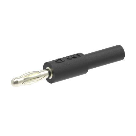Adaptér banánku, Černá, materiál kontaktu: Poniklovaná mosaz, pokovení kontaktu: Nikl, 30 V ac, 30V dc, 60 V ac, 60 V dc