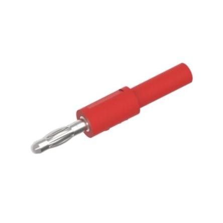 Adaptér banánku, Červená, materiál kontaktu: Poniklovaná mosaz, pokovení kontaktu: Nikl, 30 V ac, 30V dc, 60 V ac, 60 V