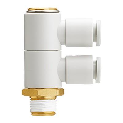 SMC Pneumatická armatura, řada: KQ2VD, KQ2VD10-03AS, Nerezová ocel, Zásuvný 10mm, Vnější R 3/8" R