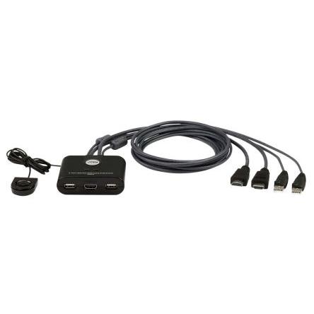 Přepínač KVM, USB 2portový USB, počet zobrazení: 1 1 Aten, video připojení: HDMI 1920 x 1200 pixel