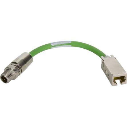 HARTING Cat5 Ethernetové kabely, Zelená, Polyuretan, A: M12 200 mm Vnitřní, B: RJ45 Vnitřní