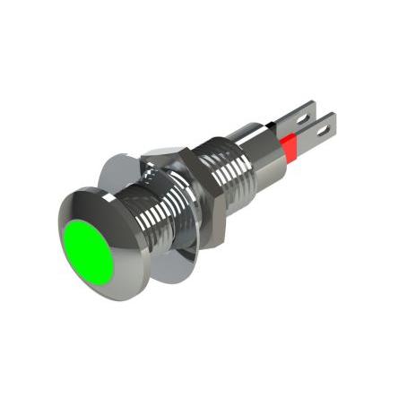 Indikátor pro montáž do panelu, řada: 524 Zelená, typ žárovky: LED Marl 6V 8.1 mm, IP67
