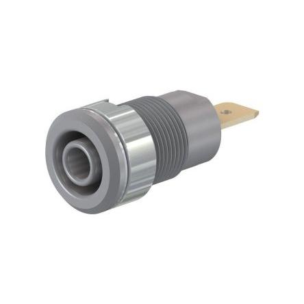 Staubli Banánkový konektor, 4 mm, 1kV, 32A, Šedá, Vnitřní Terminál Faston, materiál kontaktu: Mosaz, délka: 33 mm,