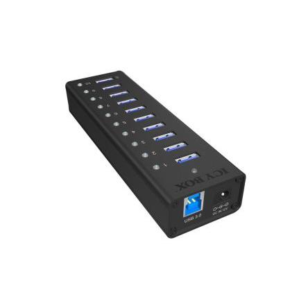Rozbočovač USB 3.0 IB-AC6110, standard: USB 3.0 USB, počet portů USB: 10 Adaptér 25 mm ICY BOX 145 mm 45mm