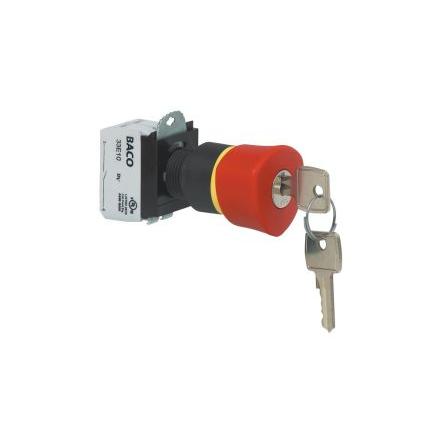 BACO L22GR Blokování Tlačítko nouzového vypínače 22 mm 1 NO/1 NC IP66