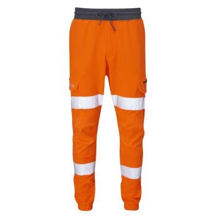 Leo Workwear JT01-O-LEO Oranžová Napínatelné, Lehké Reflexní kalhoty L