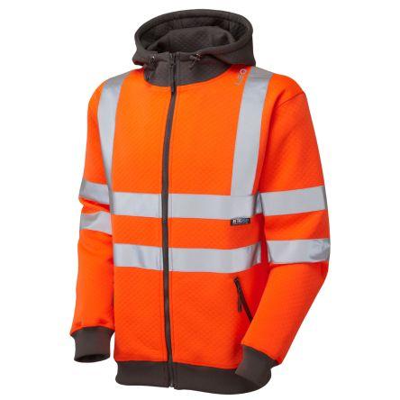 Leo Workwear Oranžová Unisex Reflexní mikina s kapucí M