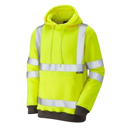 Leo Workwear Žlutá Unisex Reflexní mikina s kapucí L