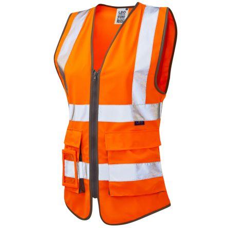 Leo Workwear Oranžová Recyklovaný polyester Reflexní vesta L