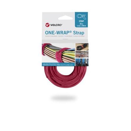 Suchý zip, Červená 13mm x, délka: 200 mm Předem nařezané Velcro