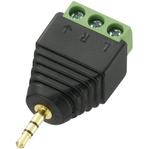 TRU COMPONENTS jack konektor 2.5 mm zástrčka, rovná Pólů: 3 stereo černá 1 ks