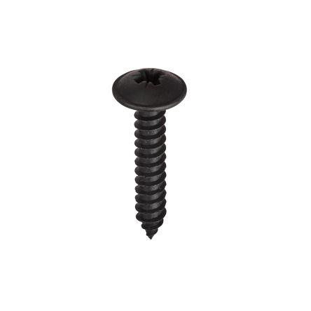 RS PRO Samořezný šroub, Černění, Ocel hlavice Příruba, délka: 9.5 mm