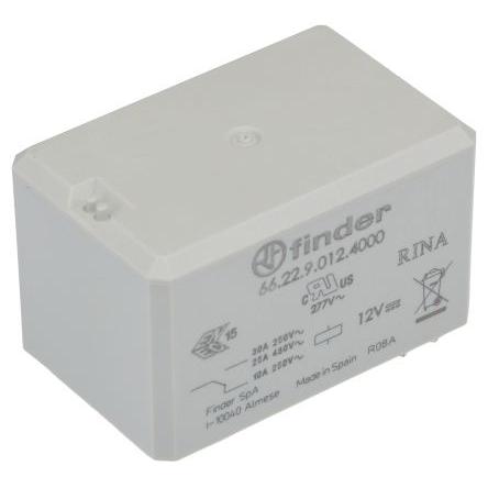 Finder Výkonové relé DPDT Montáž na plošný spoj 50A 12V 66