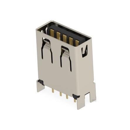 TE Connectivity Konektor USB, řada: 2438987 Vnitřní, orientace těla: Svislé USB 3,2 typ A, Deska USB 3.2