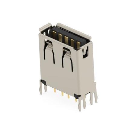TE Connectivity Konektor USB, řada: 2439034 Vnitřní, orientace těla: Svislé USB 3,2 typ A, Deska USB 3.2