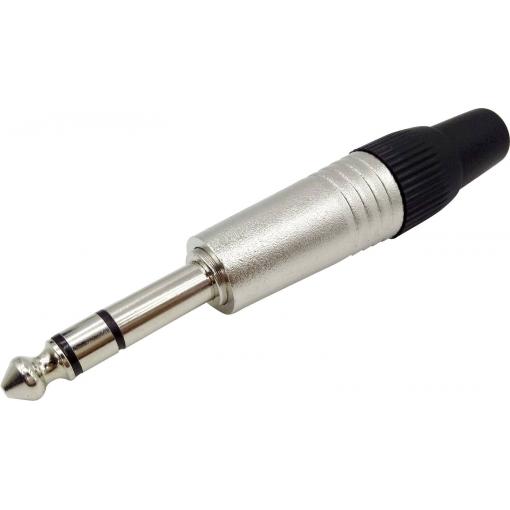 jack konektor 6.35 mm TRU COMPONENTS stereo zástrčka, rovná, pólů 3, stříbrná, 1 ks