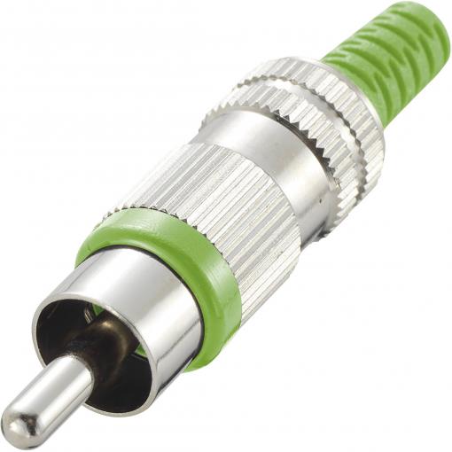 TRU COMPONENTS 719294 cinch konektor zástrčka, rovná Pólů: 2 zelená 1 ks