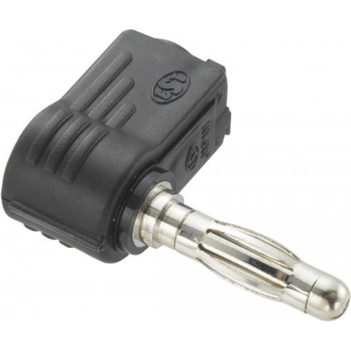 TRU COMPONENTS banánkový konektor zástrčka, zahnutá Ø pin: 4 mm černá 1 ks