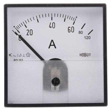 Analogový panelový ampérmetr PD72MIS5A2/2-001 0/60/120A 120 A, výška výřezu: 72 mm St., šířka výřezu: 72 mm Pohyblivé