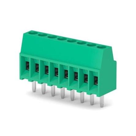 Molex Svorkovnice PCB, řada: 39773, rozteč: 2.54 mm, počet řad: 1, počet kontaktů: 8, orientace těla: Svislé, Zelená