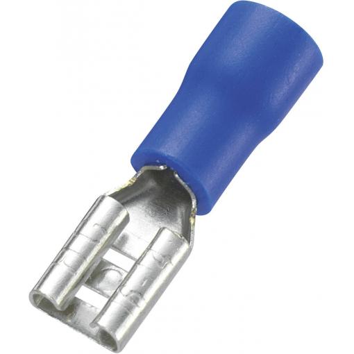 TRU COMPONENTS 745180 faston zásuvka Šířka zástrčky: 4.8 mm Tloušťka konektoru: 0.8 mm 180 ° částečná izolace modrá 100 ks