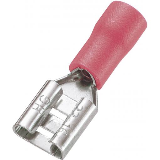 TRU COMPONENTS 745151 faston zásuvka Šířka zástrčky: 6.4 mm Tloušťka konektoru: 0.5 mm 180 ° částečná izolace červená 100 ks