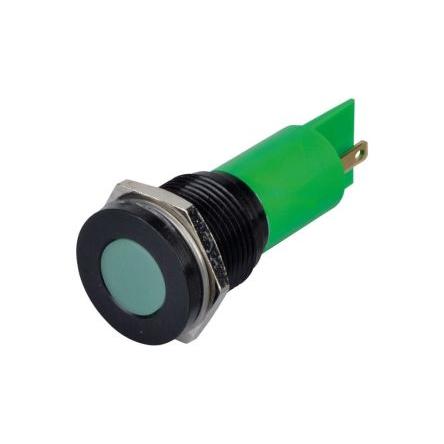Indikátor pro montáž do panelu, řada: Q16 Zelená, typ žárovky: LED indikátory pro montáž do panelu APEM 24V dc 16 mm,