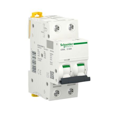 Schneider Electric Miniaturní jistič, rozsah: iC60L 2pólový 63A vypínací výkon 10 kA, charakteristika: Typ C, rozsah: