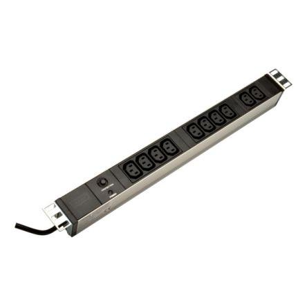 Digitus Zásuvková lišta, řada: DIGITUS Professional 10cestná 2m kabel, 250V ac 10A IEC 60320 C14 IEC C13 Přepěťová
