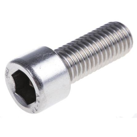 RS PRO Šroub s vnitřním šestihranem, Obyčejný, Nerezová ocel hlavice Vnitřní šestihran, M12, M12, délka: 30 mm