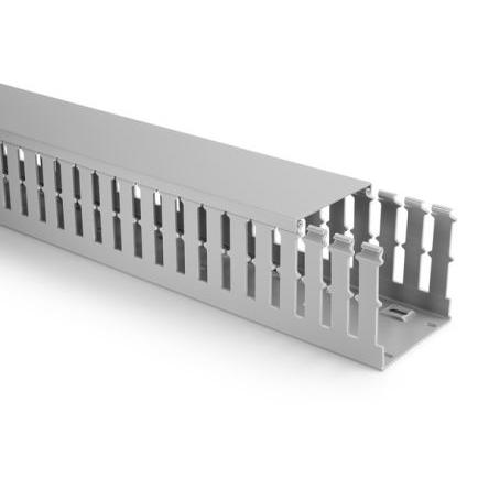 Drážkovaný kabelový kanál, řada: HTWD-PW Polyvinylchlorid Široký barva Šedá 150mm x 100 mm x 2 m HellermannTyton