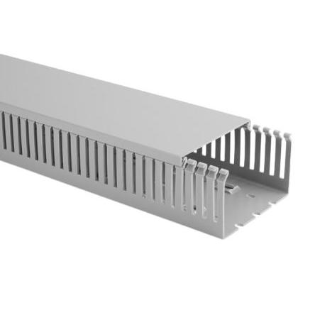 Drážkovaný kabelový kanál, řada: HTWD-PN Polyvinylchlorid Úzké barva Šedá 100mm x 40 mm x 2 m HellermannTyton