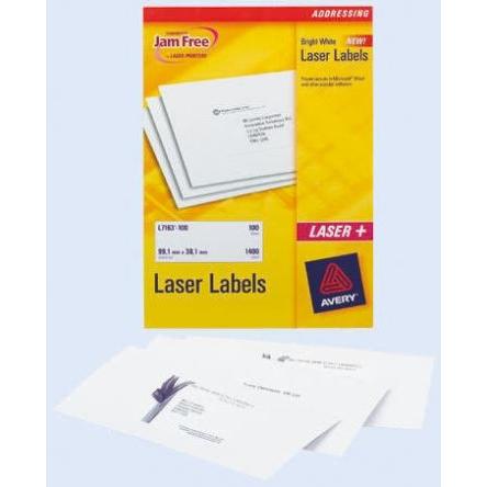 List se štítky L7168-100 Lepicí, množství v balení: 100 V balení, Bílá Adresa Avery Laser