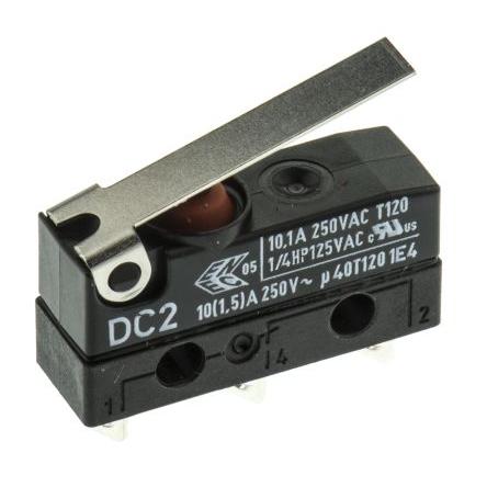 ZF Mikrospínač, typ ovladače: Páka se závěsem SPDT, 250 V ac, 10.1A, Pájecí, IP6K7, 1.47N