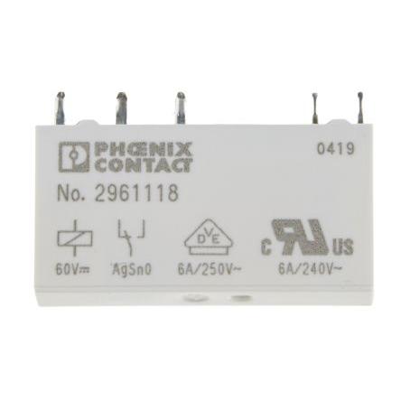 Phoenix Contact Výkonové relé SPDT Montáž na plošný spoj 10mA 60V dc REL-MR- 60DC/21