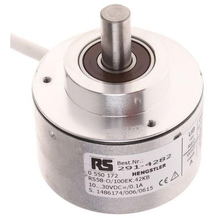 Přírůstkový kodér, řada: RI58 Přírůstkové Dvojčinný 30V dc 10000 rpm 100 ppr Dutý IP64, IP67, IP65 Hengstler 12 mm