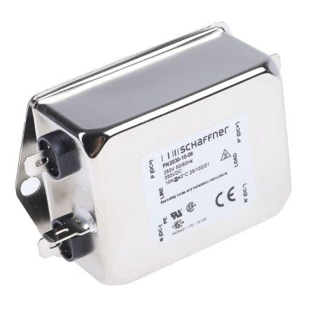Filtr EMI, řada: FN2030, 470 nF, 250V ac/dc, 400Hz, Montáž na rám 8 mH, Fast-On, 10 A, počet fází: 1, 730 μA, Schaffner,