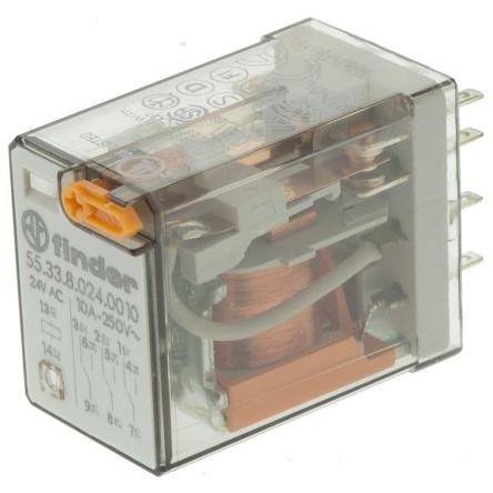 Finder Výkonové relé 3PDT Montáž na plošný spoj 10A 24V ac 55