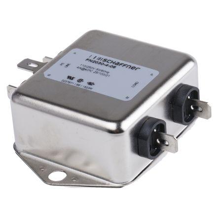 Filtr EMI, řada: FN2030, 330 nF, 250V ac/dc, 400Hz, Montáž na rám 14 mH, Fast-On, 4 A, počet fází: 1, 520 μA, Schaffner,