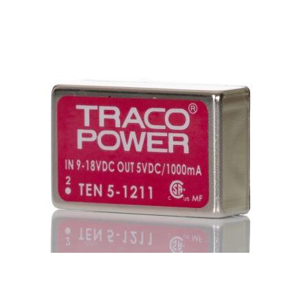TRACOPOWER Měnič DC/DC TEN 5, výstup: 5V dc 1.5 kV dc, Vin 18V dc 1 A, Vin 9V 5 W -40 °C 85 °C Montáž na plošný spoj