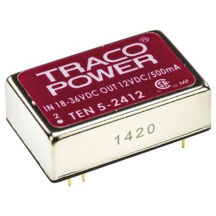 TRACOPOWER Měnič DC/DC TEN 5, výstup: 12V dc 1.5 kV dc, Vin 36V dc 500 mA, Vin 18V 6 W -40 °C 85 °C Montáž na plošný