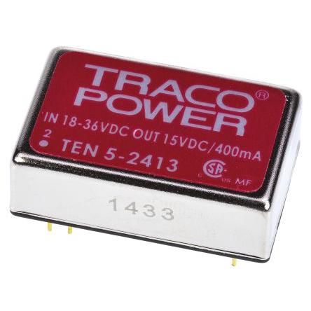 TRACOPOWER Měnič DC/DC TEN 5, výstup: 15V dc 1.5 kV dc, Vin 36V dc 400 mA, Vin 18V 6 W -40 °C 85 °C Průchozí otvor
