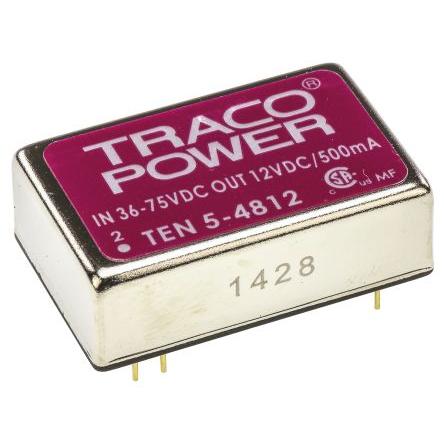 TRACOPOWER Měnič DC/DC TEN 5, výstup: 12V dc 1.5 kV dc, Vin 75V 500 mA, Vin 36V 5 W -40 °C 85 °C Průchozí otvor