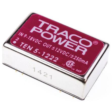 TRACOPOWER Měnič DC/DC TEN 5, výstup: 12V dc 1.5 kV dc, Vin 18V dc 250 mA, Vin 9V 6 W -40 °C 85 °C Průchozí otvor