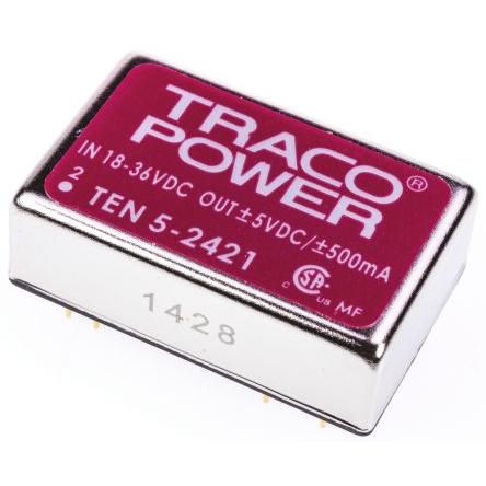 TRACOPOWER Měnič DC/DC TEN 5, výstup: 5V dc 1.5 kV dc, Vin 36V dc 500 mA, Vin 18V 6 W -40 °C 85 °C Průchozí otvor