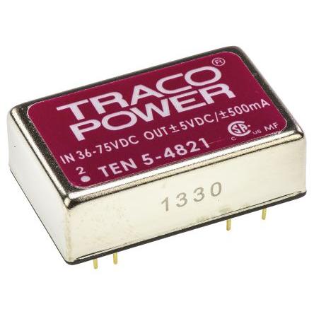 TRACOPOWER Měnič DC/DC TEN 5, výstup: 5V dc 1.5 kV dc, Vin 75V 500 mA, Vin 36V 6 W -40 °C 85 °C Průchozí otvor