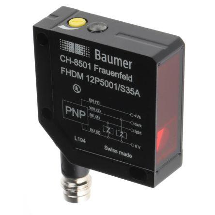 Baumer Fotoelektrický snímač, řada: FHDM 12P LED Blok 4kolíkový M8, výstup: PnP Difuzní IP67