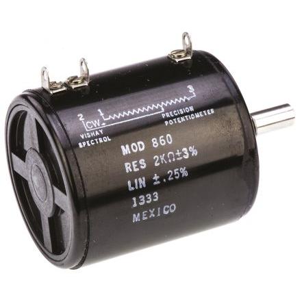 Potenciometr, průměr hřídele: 6.35 mm ±1,0 %otáčkový, řada: 860 2 kΩ 1 % 8 W 860B1202 Rotační, Montáž do panelu 1 Vishay